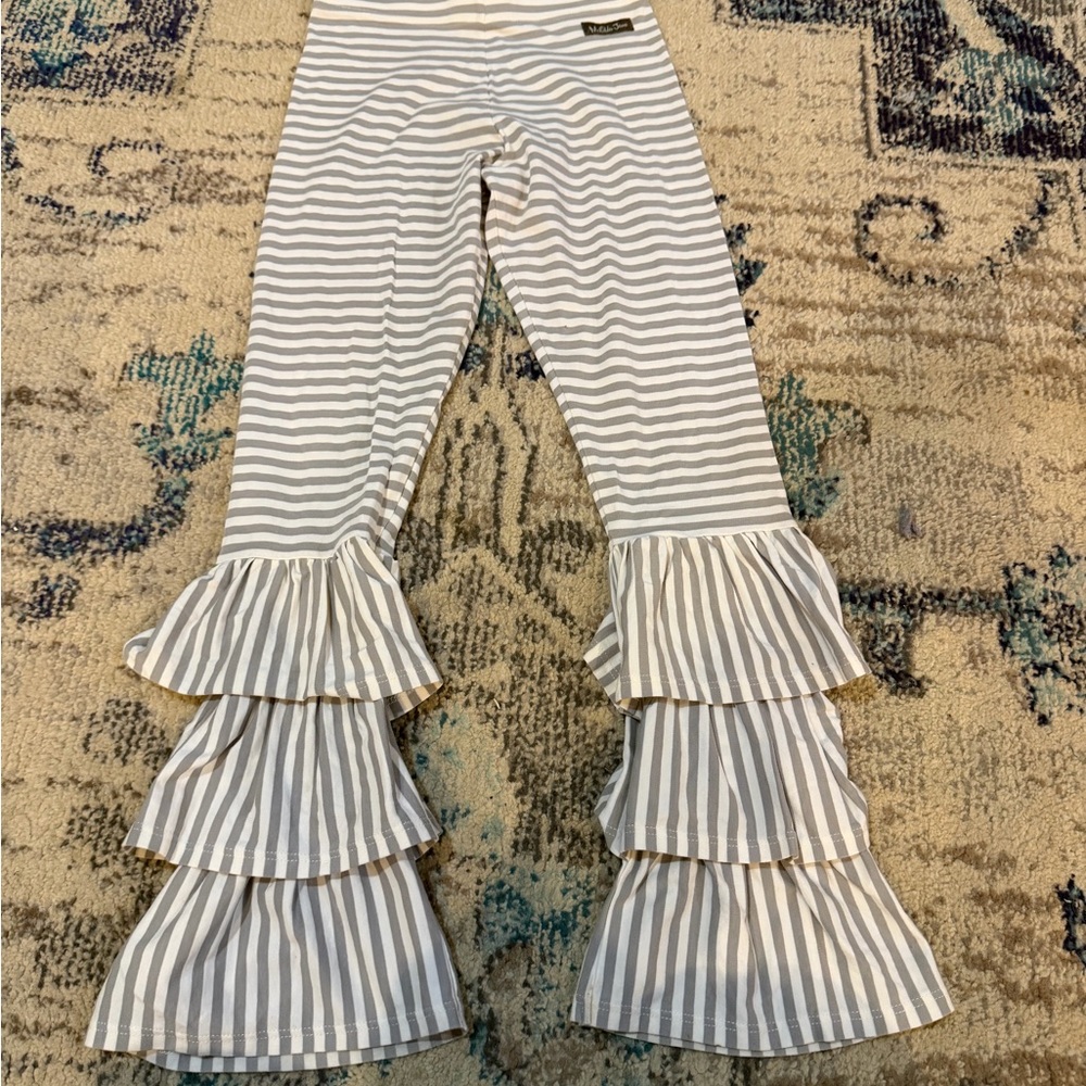 Matilda Jane Gray Striped Ruffle Leggings
